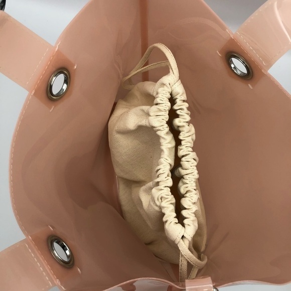 NWT. Zara Light Pink/Cream Vinyl Shoulder Bag. - Picture 9 of 13